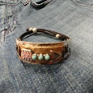 Southwest arrow leather cord bracelet
